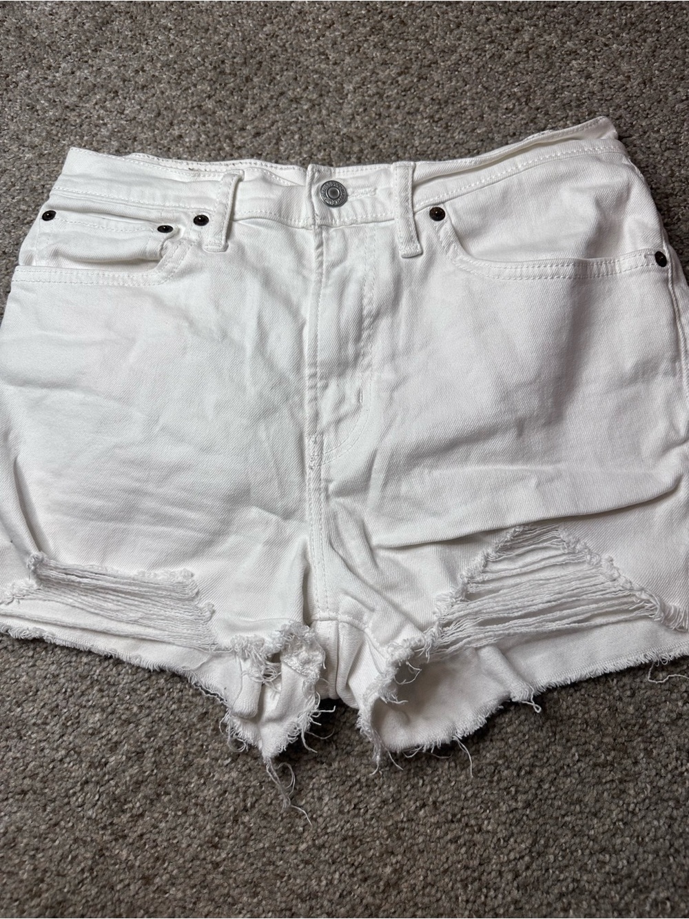 White LEVI Distressed Women's Denim Shorts